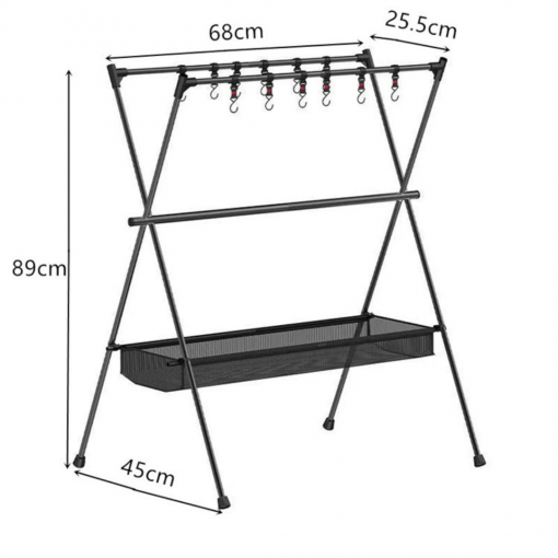 Combo Kemaih, PTT Outdoor, Foldable Camping Hanging Rack with Mesh Basket size,