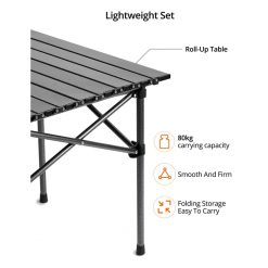 Chill Camping Combo, PTT Outdoor, Foldable Eggroll Lightweight Camping Table 120 and 95cm 4,