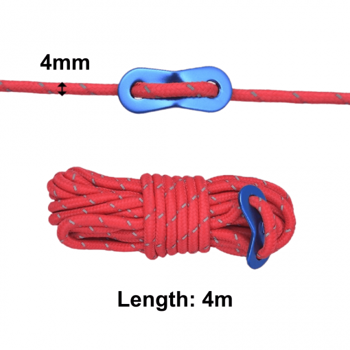 Reflective Tent Cords with Guylines Tensioner [Pack of 5], PTT Outdoor, Reflective Tent Cords with Guylines Tensioner size,