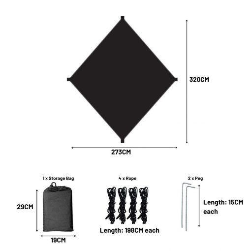 Explorer Hammock Combo, PTT Outdoor, ShelterPro Hammock Tarp Web Size,