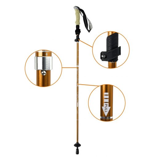 TAHAN 3-Section Foldable Hiking Stick, PTT Outdoor, TAHAN 3 Section Foldable Hiking Stick Orange 1a,