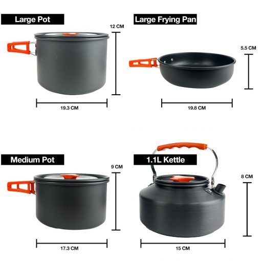 Camping Cookware Mess Kit, PTT Outdoor, TAHAN Camping Cookware Mess Kit 5 to 6 persons 3,