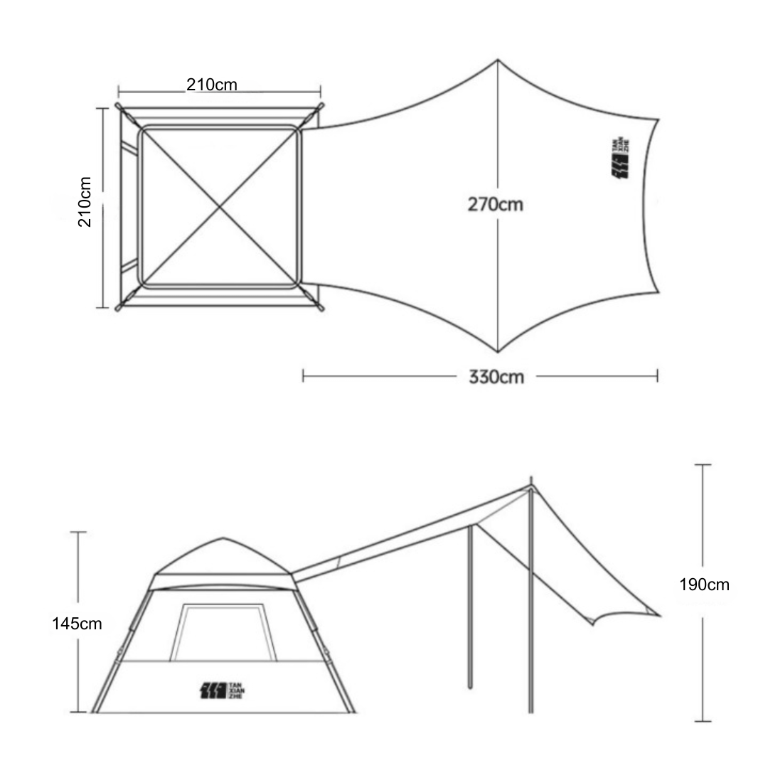 TXZ Auto Pop-up Square Tent 2-3P | PTT Outdoor TXZ-Auto-Top-up-Square-Tent-2-4P-10
