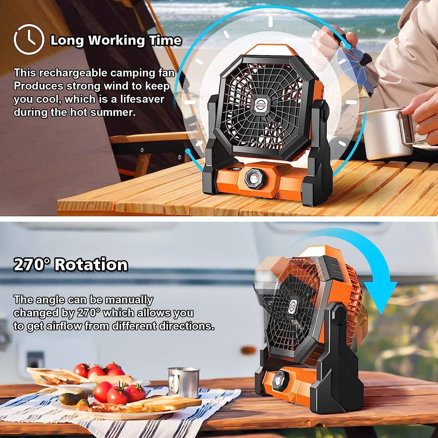 X3/X6 Rechargeable Camping Fan with LED Lantern, PTT Outdoor, X3 Rechargeable Camping Fan with LED Lantern Lifestyle 5,