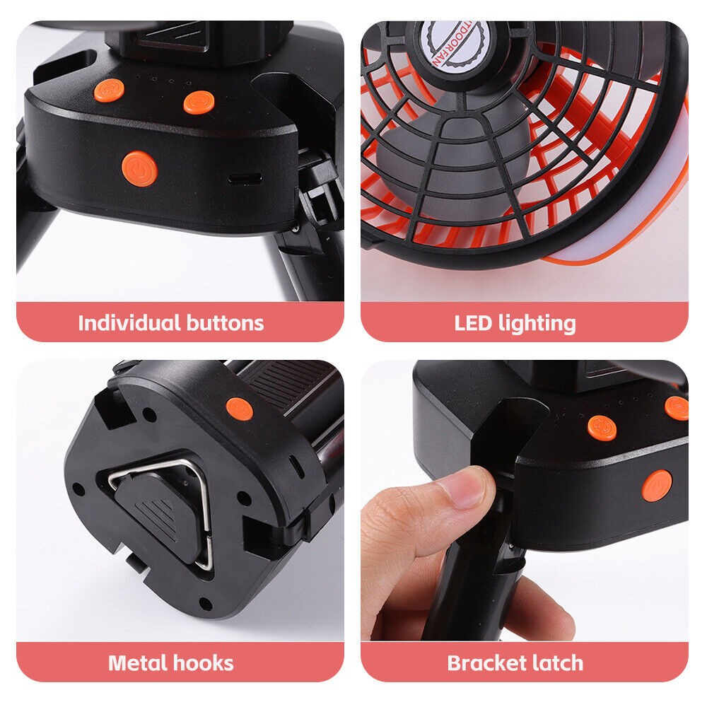 X3/X6 Rechargeable Camping Fan with LED Lantern, PTT Outdoor, X6 Rechargeable Camping Fan with LED Lantern Life 4,