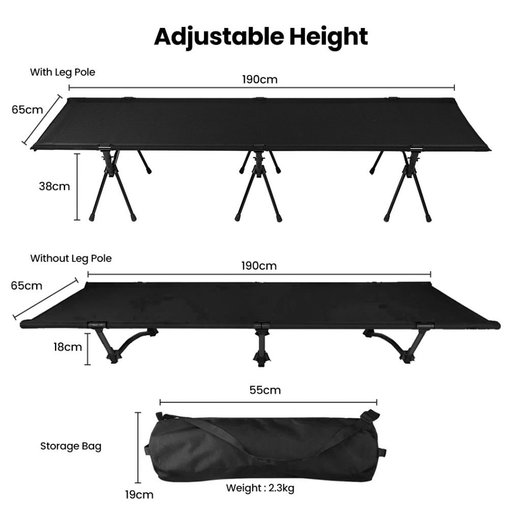 Camping Cot 190cm, PTT Outdoor, camping cot 190cm size,