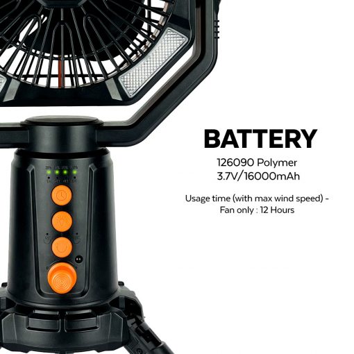 TAHAN Typhoon Dual Blade 16000mAh Camping Fan, PTT Outdoor, helix hyperwind 16000 mah autorotate camping fan battery,