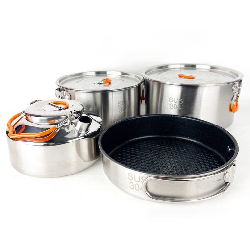 ProChef Stainless Steel Outdoor Cookset - 4 Piece, PTT Outdoor, pro chef stainless steel outdoor cookset main,