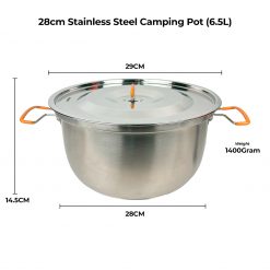 XL Basecamp Cooking Set (8 - 12pax), PTT Outdoor, stainless steel camping cookset 28cm size,