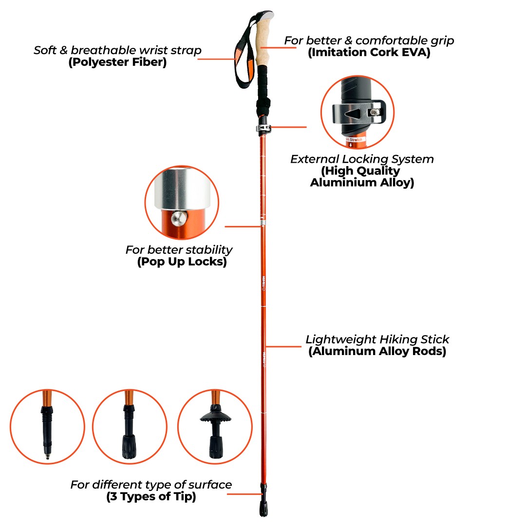 A Guide To Hiking Essentials for Malaysians, PTT Outdoor, tahan 3 section foldable hiking stick details,