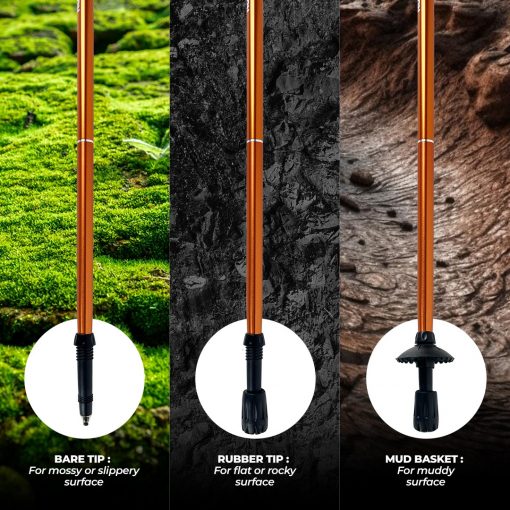 TAHAN 3-Section Foldable Hiking Stick V2 - 110cm, PTT Outdoor, tahan 3 section foldable hiking stick tips,