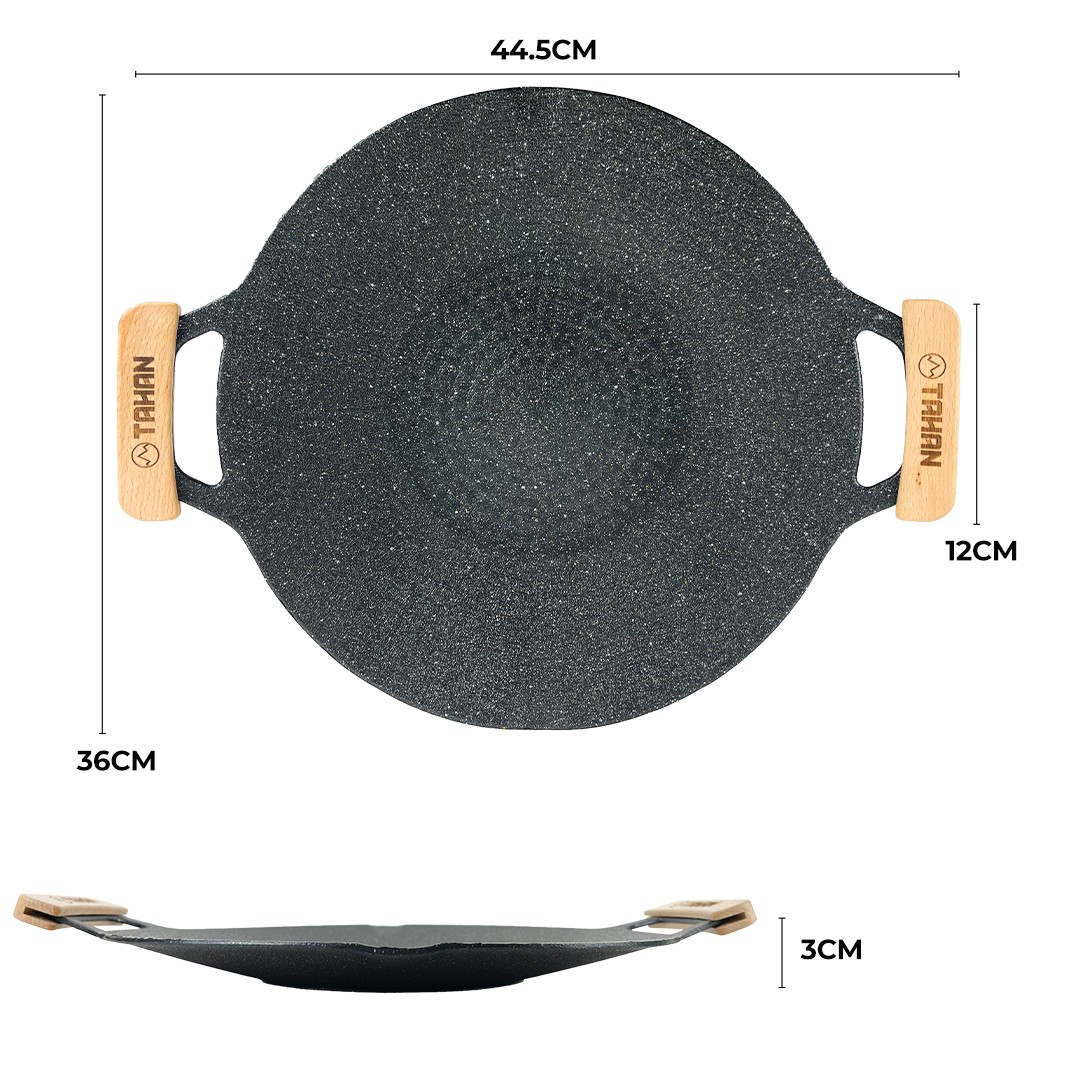 TAHAN 36cm Grill Pan With Wooden Handle, PTT Outdoor, tahan grill pan size,