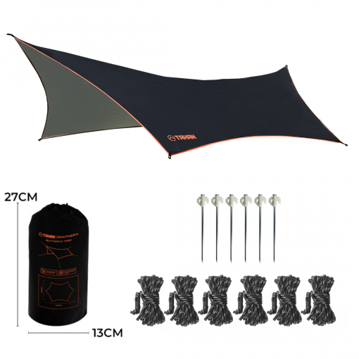 Shelter Camping Package, PTT Outdoor, tahan panthera 3x4M butterfly tarp includes,